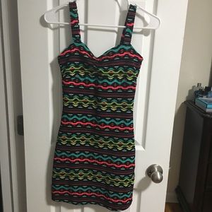 Mini neon and print H&M party dress